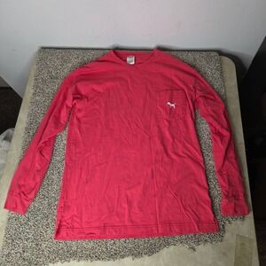 Victoria's Secret PINK Long Sleeve Pocket T-Shirt Coral Pink Back Logo Small
